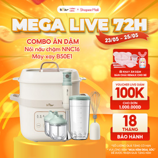 Combo Nồi Nấu Chậm 1,6L Bear NCC16 và Máy Xay 5 Món B50E1 Đa Năng Hầm Cháo Chưng Yến Tiết Kiệm Thời Gian