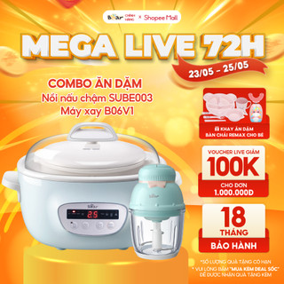 Combo Nồi Nấu Chậm 2,5L Bear SUBE003 Tiếng Việt và Máy Xay Ăn Dặm 0,6L Bear B06V1 nấu cháo, chưng yến Chính hãng