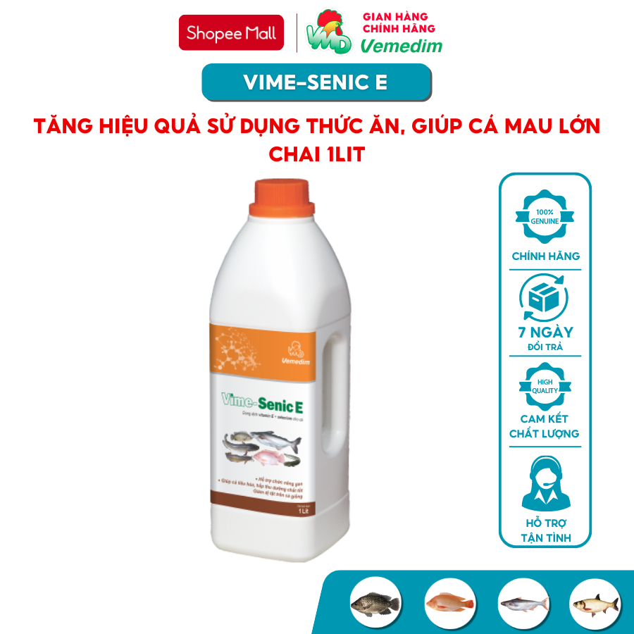 Vemedim Vime-Senic E cá, cung cấp vitamin E, selenium cho cá, chai 1lit