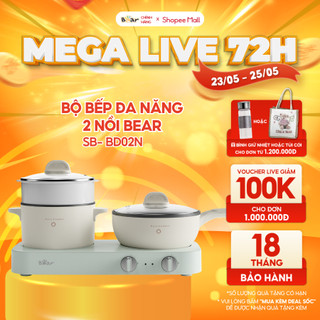 Bộ Bếp Điện Đôi Bear Kèm Nồi Chảo Đa Năng Hấp Luộc Chiên Tiện Lợi Tiết Kiệm Chi Phí Dễ Vệ Sinh SB-BD02N