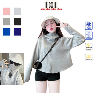 Áo nắng nữ ngắn cánh dơi DIHU, áo chống nắng nữ dáng xòe croptop vành mũ rộng cứng chất umi dày mát chống tia uv cực tím