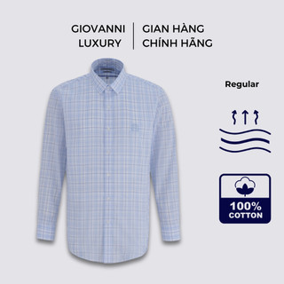Áo Sơ Mi Nam Dài Tay GIOVANNI Kẻ Sọc Xanh Chất Liệu 100% Pure Pima Cotton Cao Cấp GLS01-046