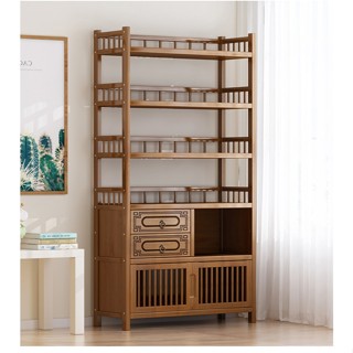 Tủ sách decor trang trí chất liệu gỗ tre phủ sơn bóng chống nước,chống mối mọt, kệ để hồ sơ có ngăn kéo nhỏ đa năng