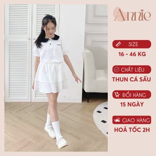 Váy bé gái size đại 45kg Anniebaby áo polo cổ bèo chân váy xèo chất thun cá sấu mềm mịn Quần áo trẻ em BD24034