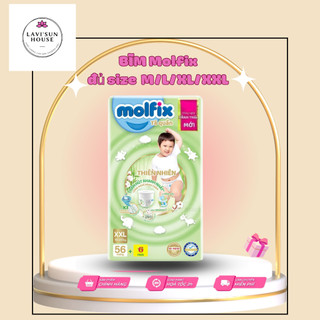 Tã/bĩm quần molfix thiên nhiên m76+6/ l68+6/ xl62+6/xxl56+6 mẫu mới, tã dán molfix s80/m76