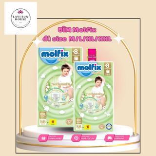 Tã quần molfix thiên nhiên m76+8 , l68+8 , xl62+8 , xxl56+8 mới