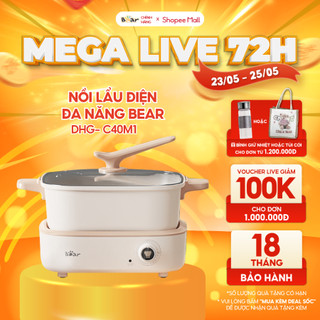 Nồi Lẩu Điện Đa Năng Bear 7 trong 1 Chống Dính Cao Cấp, Nấu Lẩu Thịt Nướng Tiết Kiệm Điện DHG-C40M1