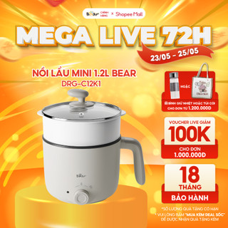 Nồi Lẩu Mini Bear Đa Năng Ca Nấu Mì, Hấp, Luộc, Xào 2 Tầng Phù Hợp Một Người, Sinh Viên - C12K1