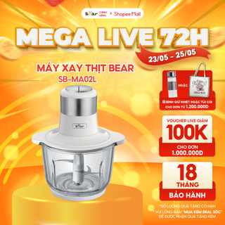 Máy Xay Thịt Đa Năng Bear 2L Cối Thủy Tinh Xay Rau Củ Hạt Cứng Cực Nhuyễn Chống Ồn Dễ Vệ Sinh Công Suất 300W - SB-MA02L