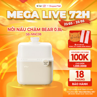 Nồi Nấu Chậm Bear 0,8L Bản Mới 7 Chế Độ Nấu Chưng Yến, Hầm Hấp Ninh Cháo Cách Thủy Giữ Chọn Chất Dinh Dưỡng SB-NNC08