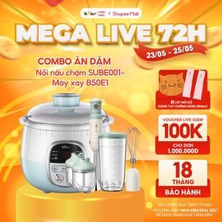 Combo Nồi Nấu Chậm 0,8L Bear SUBE001 và Máy Xay 5 Món B50E1 Đa Năng Nấu Cháo Chưng Yến Xay Đồ Ăn Dặm Tiết Kiệm Thời Gian