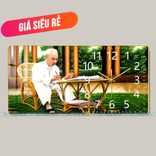 Đồng Hồ Treo Tường "BÁC HỒ" Tráng Gương In UV 5D Cao Cấp