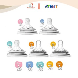 Núm ti bình sữa Avent Philips Natural cho bé Size 1-5 0M+, núm ty thay thế bình sữa - Monnie Kids