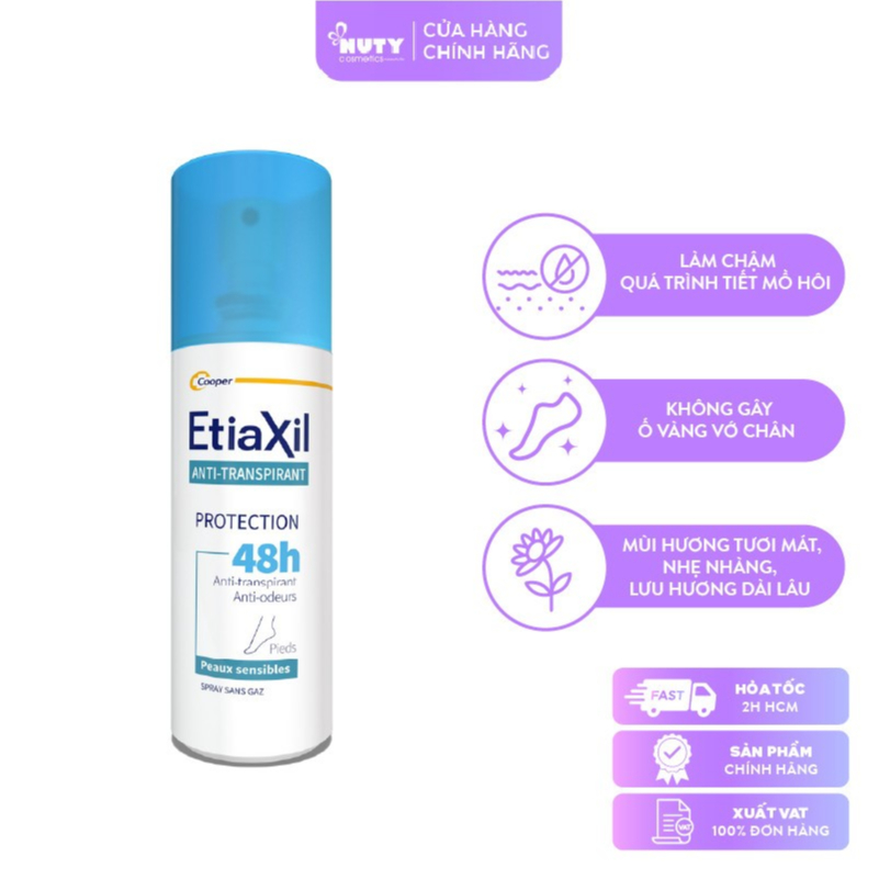Xịt Khử Mùi Mồ Hôi Chân Etiaxil Déodorant Anti-Transpirant 48h Pieds (100ml)