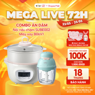Combo Nồi Nấu Chậm 1,6L Bear SUBE002 + Máy Xay Ăn Dặm 0,6L Bear B06V1 nấu cháo, chưng yến tiện dụng