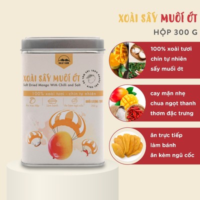 Xoài Sấy Muối Ớt DalatFarm - Hộp thiếc 300g