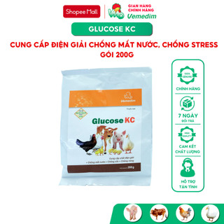 Vemedim Glucose KC Cung cấp điện giải, chống stress nhiệt cho gia súc, gia cầm, gói 200g