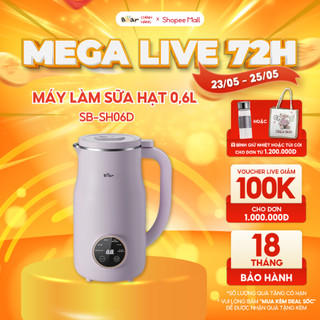 Máy Làm Sữa Hạt 0,6L BEAR Mini Nhỏ Gọn, Máy Xay Hạt Nhuyễn Mịn, Chống Ồn Hiệu Quả, Tự Động Vệ Sinh SB-SH06D