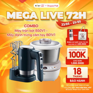 Combo Máy Trộn Tự Động 5L Bear B50V1 và Máy Đánh Trứng Cầm Tay B01V1 Tiết Kiệm Thời Gian Không Tốn Sức Tự Động Ủ Bột