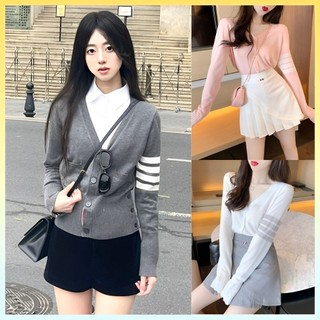 Áo KHOÁC len cardigan mỏng 5 SỌC BÊN TAY phối nút mặc được nhiều kiểu - L2M