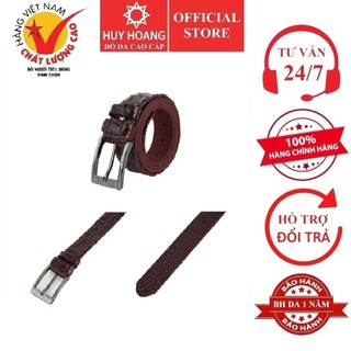 Dây nịt nam da bò vân cá sấu Huy Hoàng 1 lớp 3,5P màu nâu HP4151