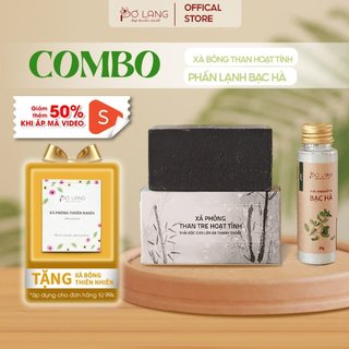 Combo Phấn lạnh khử mùi Bạc hà và Xà bông thiên nhiên Pơ Lang tắm sạch và khử mùi cơ thể hiệu quả