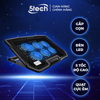 Quạt tản nhiệt laptop 5TECH, đế tản nhiệt laptop 6 quạt và 3 quạt có đèn Led cao cấp, chạy cực êm