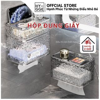 Hộp đựng giấy nhà vệ sinh hoạ tiết pha lê sang trọng dán tường tiện lợi, kệ để giấy vệ sinh gắn tường cao cấp