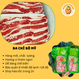  Ba chỉ bò Mỹ thả lẩu nhiều nạc tươi ngon không dai chuẩn nhập khẩu date mới   khay 500gr   