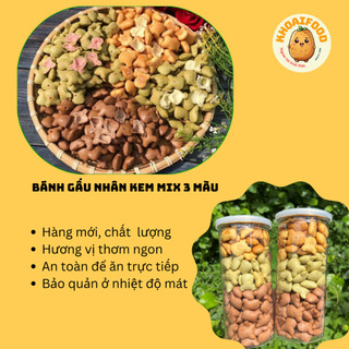 Bánh gấu mix 3 vị nhân kem sữa thơm ngon, chuẩn vị ngọt nhẹ không gắt, kem nhiều béo ngậy