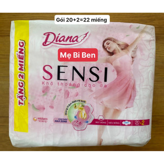 [Chính Hãng] GÓI LỚN 20+2 Băng Vệ Sinh Diana Sensi siêu mỏng cánh 20m /gói 23cm mặt bông