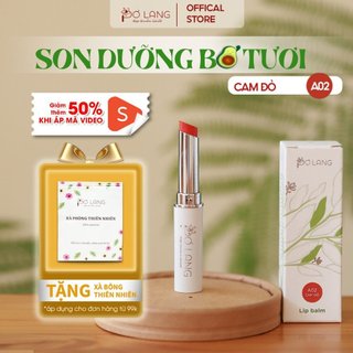 Son dưỡng môi Pơ Lang màu Cam Đỏ dưỡng môi từ trái bơ,  an toàn cho mẹ bầu và trẻ nhỏ