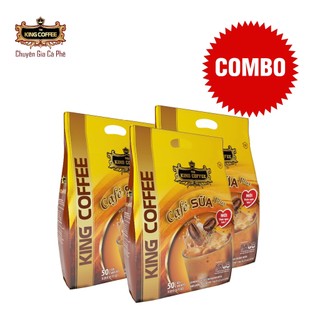 Combo 3 cà phê sữa plus hòa tan 3in1 king coffee - túi 50 gói x 20g