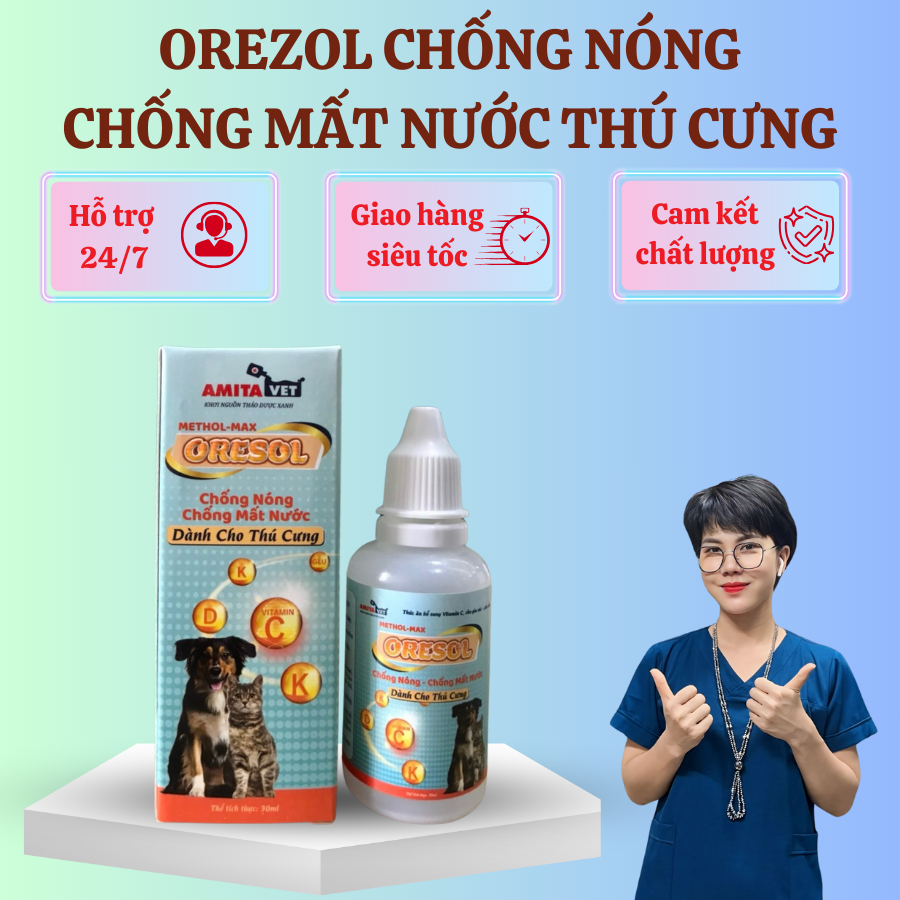 Dung dịch giải nhiệt, chống nóng cho thú cưng, chống mất nước chó mèo OREZOL - Sibking - PET004