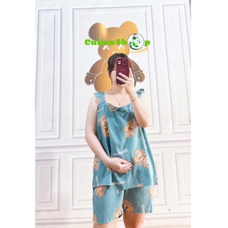 Bộ đồ bầu lanh áo 2 dây siêu mát, bền, đẹp