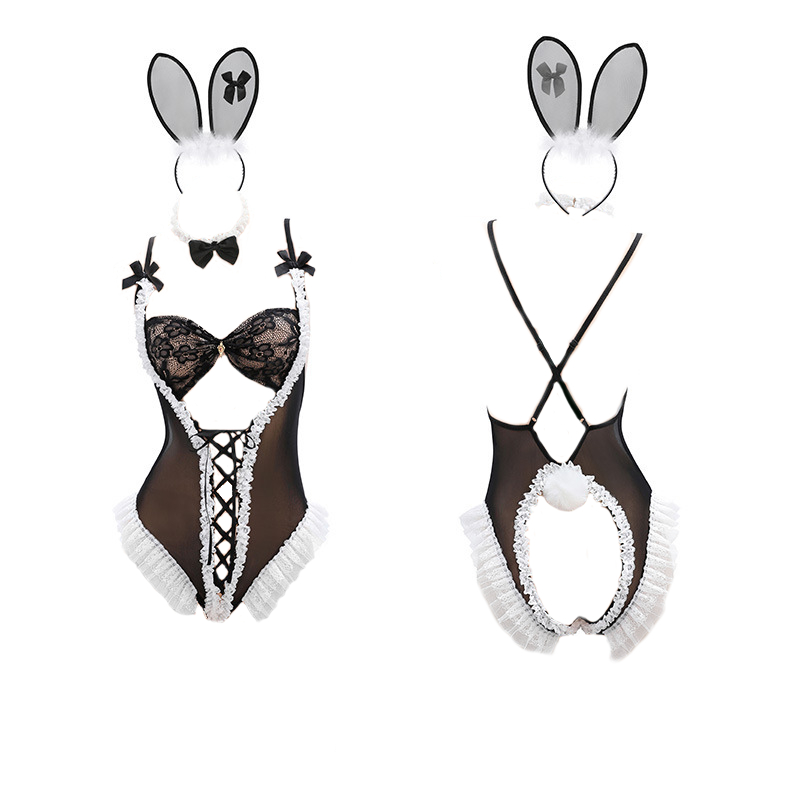 Bộ Đồ Ngủ Cosplay Sexy Thỏ Đen Viền Ren Gợi Cảm, Bodysuit thỏ dễ thương - LaLa Honey | BigBuy360 - bigbuy360.vn