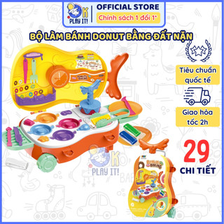 Bộ đồ chơi làm bánh Donut bằng đất nặn BOWA 8770 - Vali hình violin đồ chơi phát triển trí tuệ OkPlayIt!