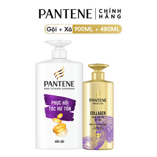 Combo Pantene Phục Hồi Hư Tổn: Dầu gội 900ml + Kem xả 3MM 480ml