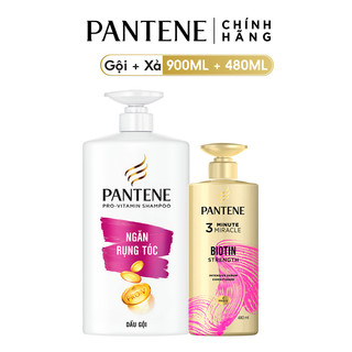 Combo Ngăn Rụng Tóc Pantene: Dầu gội 900ml + Kem xả 3MM 480ml