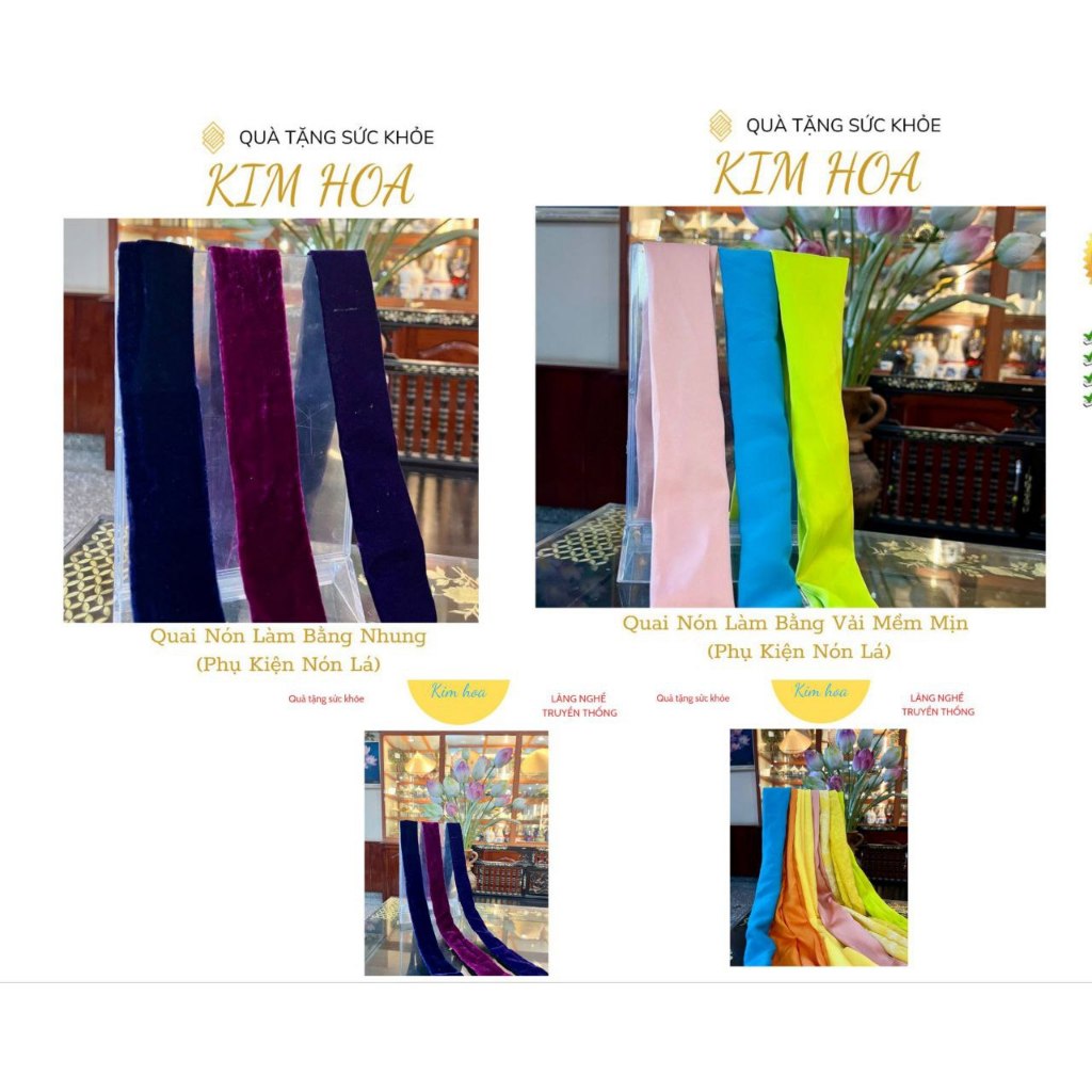 Quai Nón Nhung - Quai Nón Vải mềm mịn - Phụ Kiện Nón Lá- NÓN NGỰA PHÚ GIA- Kim Hoa
