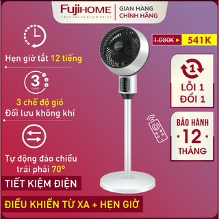 Quạt đối lưu không khí Fujihome điều khiển từ xa hẹn giờ, quạt điện đứng tuần hoàn làm mát 3 cấp độ cho gia đình