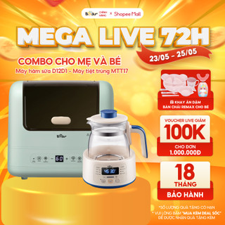 Combo Nồi Nấu Cháo Chậm 0,8L SUBE001 Bear Máy tiệt trùng bình SB-MTT17, Máy Hâm Sữa TNQ-D12D1 và Máy Xay Ăn Dặm D02Q1