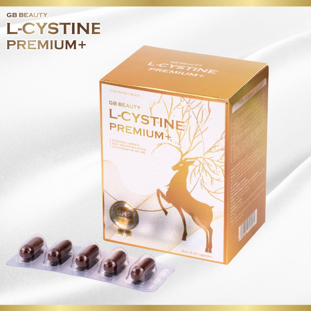 Combo GB BEAUTY L-CYSTINE PREMIUM+ 60 viên + Vitamin C DHC 60 viên cải thiện da tối màu, giảm rụng tóc, giảm mụn, cấp ẩm