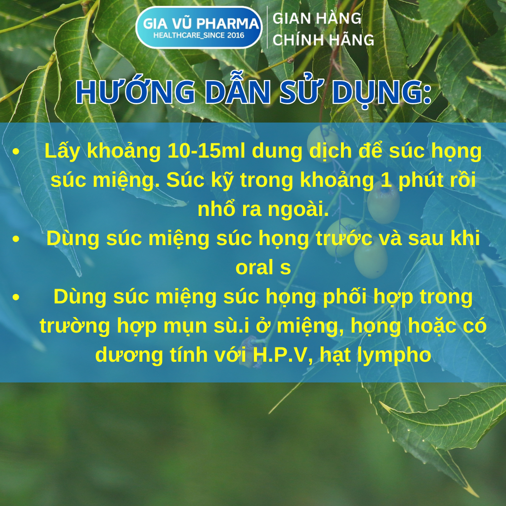 Nước súc miệng súc họng Hupavir Sinecatechin hỗ trợ đào thải HPV Sùi Mào Gà (che tên) Chai 250 ml