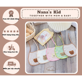 Yếm tròn xô muslin Anchee, tag gấu thỏ dễ thương cho bé (loại có dây)
