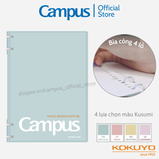Sổ Bìa Còng Binder 4 Lỗ Kusumi Mỏng Nhẹ Kèm 10 Tờ Giấy Kẻ Ngang Có Chấm 70gsm Khổ B5/A5 Chính Hãng Campus
