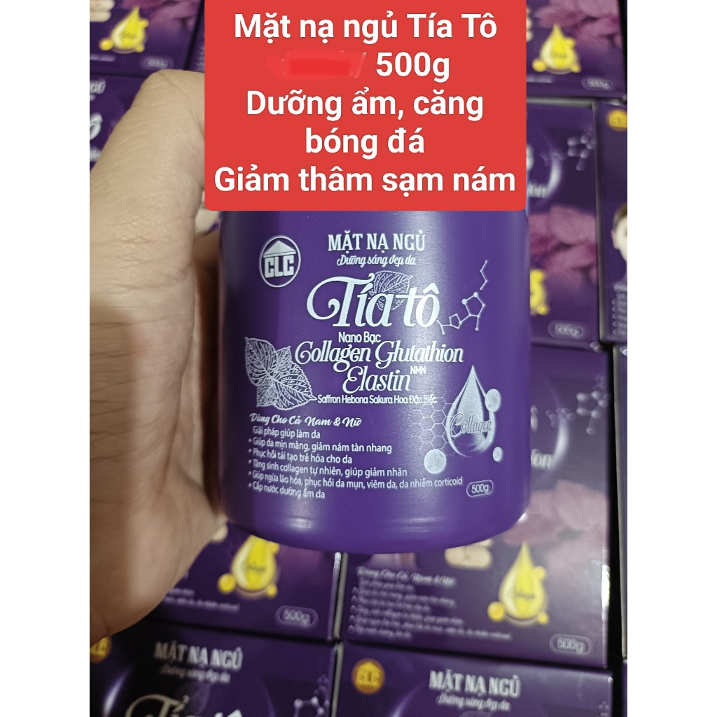Mặt nạ ngủ dưỡng sáng đẹp da tía tô Nano bạc Collagen Glutathion NMN Elastin Saffron 500 giảm Nám tà