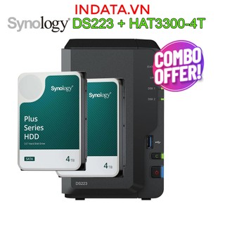 [COMBO] Bộ lưu trữ mạng NAS Synology DS223 và ổ cứng Synology HAT3300-4T 4TB, hàng chính hãng