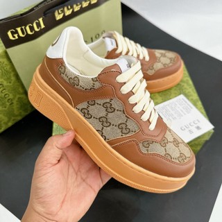 Giày Thể Thao Gucci Nâu Monogram Yellow Beige Ebony GC Đế Cao 6cm Nâu Vàng Hàng Cao Cấp Giày gucci độn đế nâu nam nữ