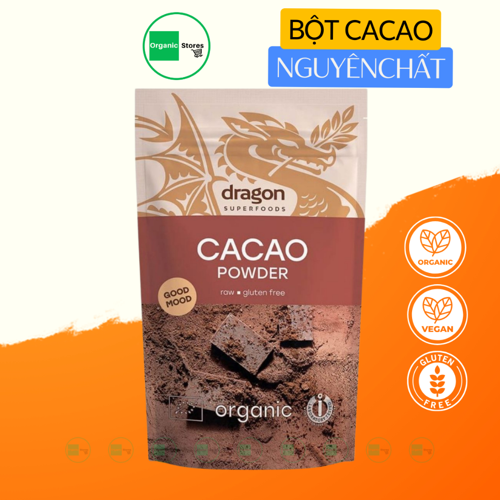 Bột cacao hữu cơ nguyên chất 100% cacao Dragon dmBio Diet - Ăn Kiêng - Ăn thực dưỡng - OrganicStores